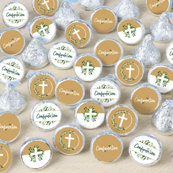 Big Dot of Happiness Confirmation Elegant Cross - Religious Party Small Round Candy Stickers - Party Favor Labels - 324 Count {1}