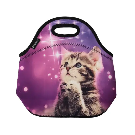 Wrapables Insulated Neoprene Lunch Bag Cute Kitty {1}