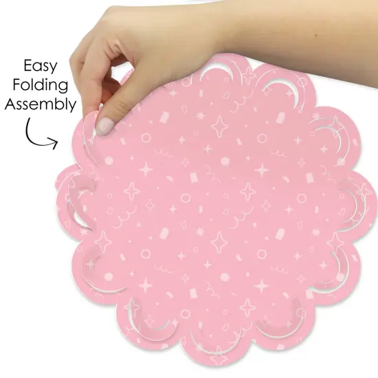 Big Dot of Happiness Pink Confetti Stars - Simple Party Round Table Decorations - Paper Chargers - Place Setting For 12 {6}