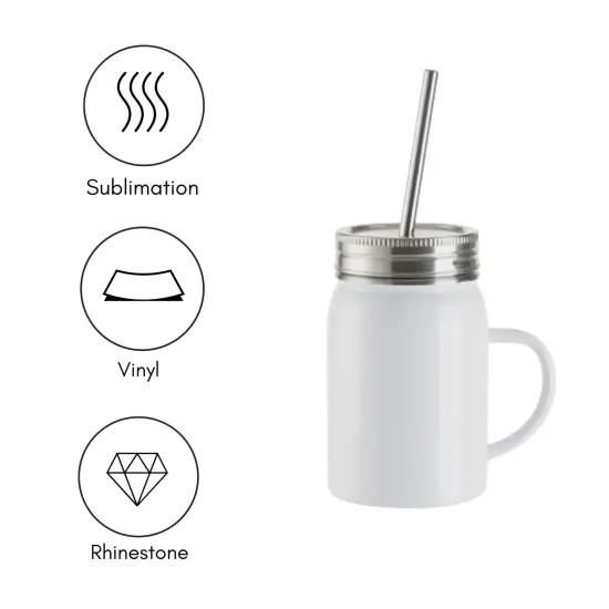 Craft Express 4 Pack 17oz Stainless Steel Lidded Mason Jar - Perfect for Sublimation Projects {2}