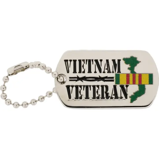 Vietnam Veteran Ribbon Dog Tag Pin 1 1/4" {1}