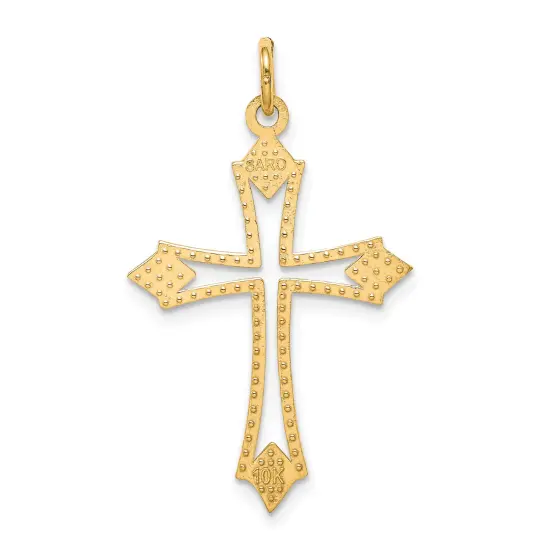 10K Gold Cross Charm Pendant Jewelry 32 x 21mm {3}