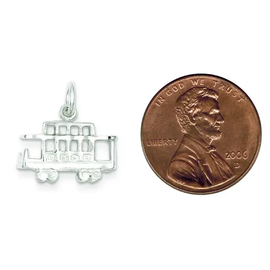 Sterling Silver Trolley Charm Jewelry San Francisco 14mm x 18mm {2}