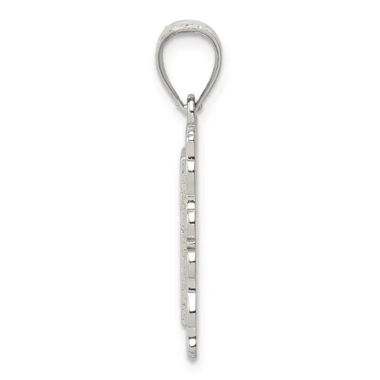 Sterling Silver Framed Initial Letter I Charm Pendant Jewerly 30mm x 18mm {3}