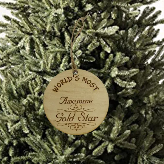 Worlds most Awesome Gold Star - Ornament {2}