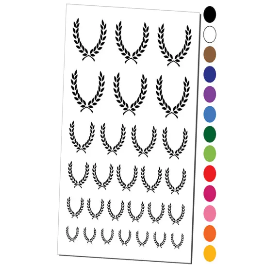 Wreath Laurel Branch Frame Temporary Tattoo Water Resistant Fake Body Art Set Collection Purple {1}