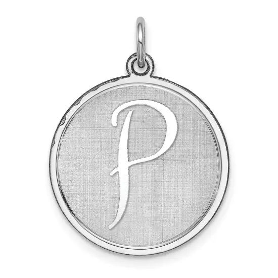 Sterling Silver Brocaded Initial Capital P Charm Jewerly 27mm x 20mm {1}