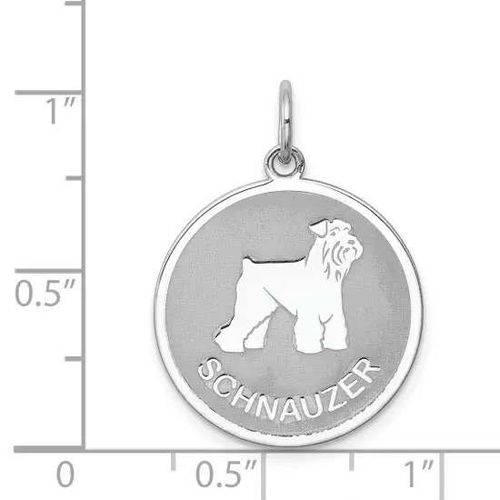 Sterling Silver Schnauzer Disc Charm Pendant Jewelry 26mm x 19mm {4}