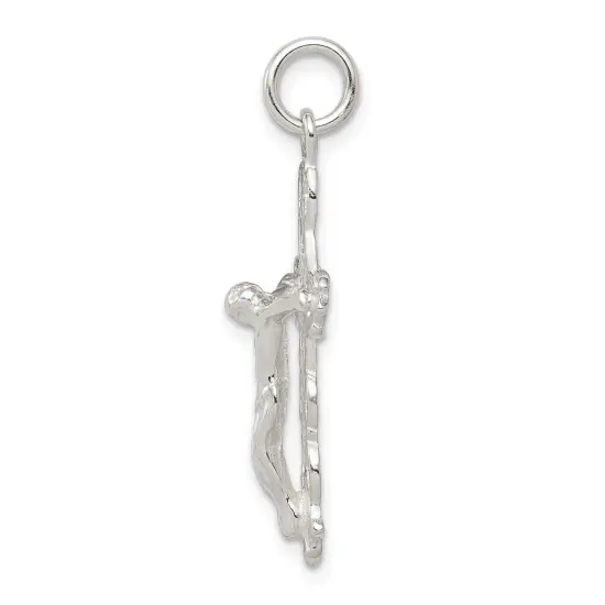 Sterling Silver Crucifix Charm Religious Jewelry 30mm x 16mm {4}
