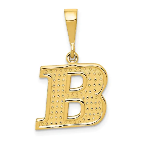 14K Yellow Gold Initial B Charm Letter Pendant Jewelry 26mm x 15mm {1}