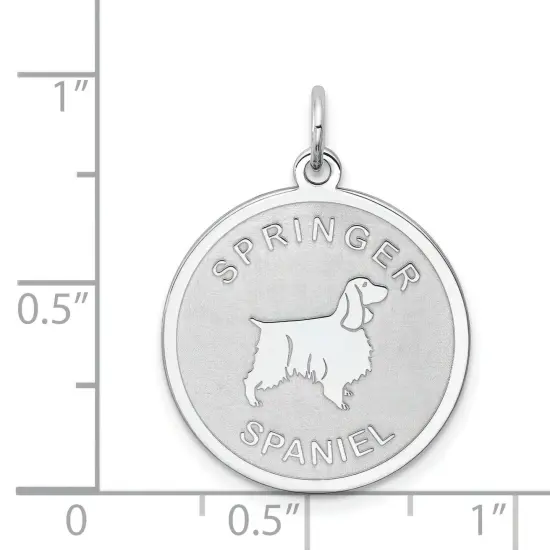 Sterling Silver Springer Spaniel Disc Charm Pendant Jewerly 26mm x 19mm {5}