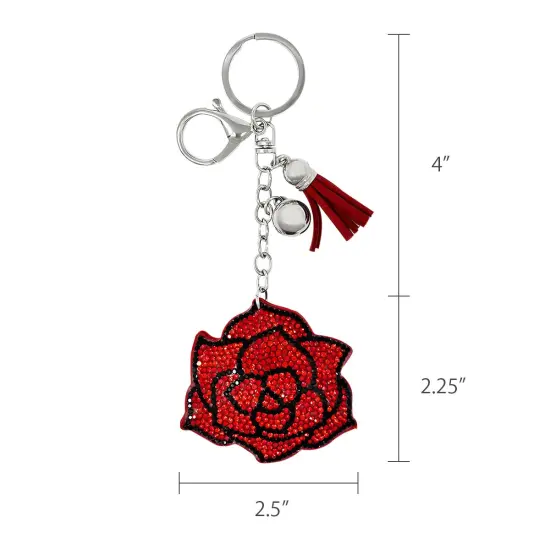 Wrapables Crystal Bling Key Chain Keyring with Tassel Car Purse Handbag Pendant, Rose {2}