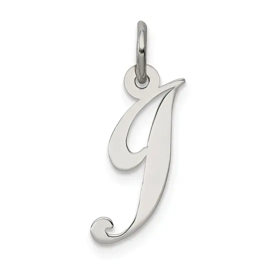 Sterling Silver Small Script Initial Letter J Charm Jewerly 16mm x 10mm {1}