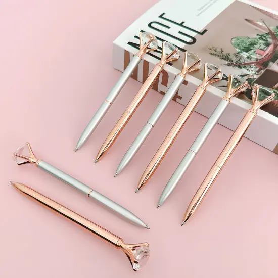 Wrapables Crystal Diamond Ballpoint Pens, 1.0mm Medium Point Wedding Pens with Refills (Set of 8 Pens + 8 Refills), Rose Gold & Silver {3}