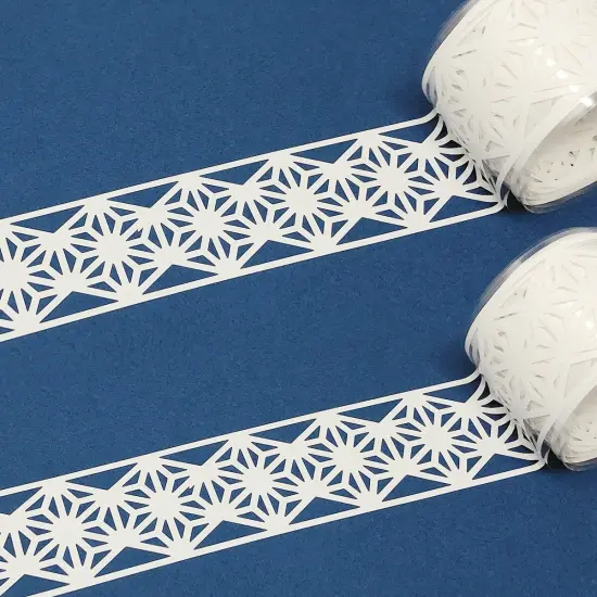 Wrapables Hollow Lace Pattern Washi Masking Tape 2M Length Total (Set of 2) White Geometric {4}