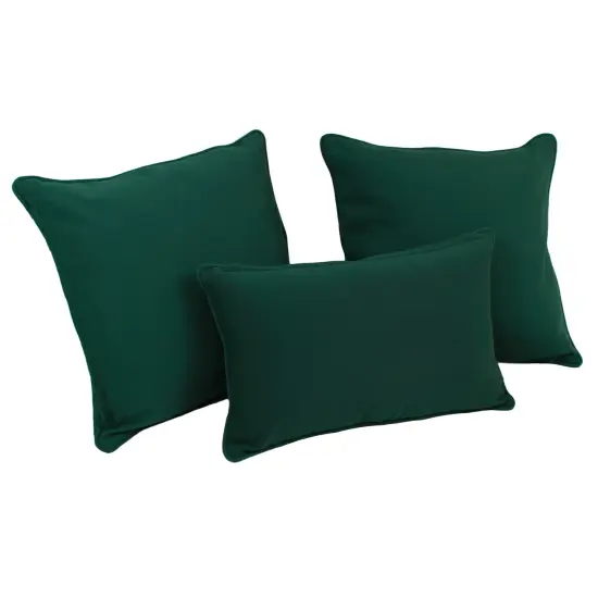 Double-corded Solid Twill Throw Pillows with Inserts (Set of 3) - Forest Green {1}