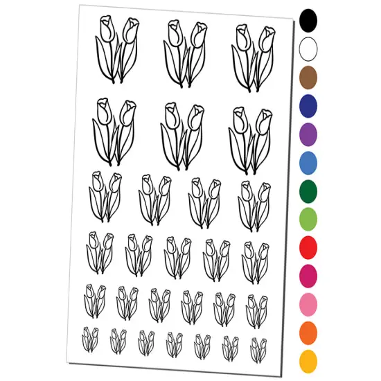 Spring Summer Tulips Temporary Tattoo Water Resistant Fake Body Art Set Collection Purple {1}