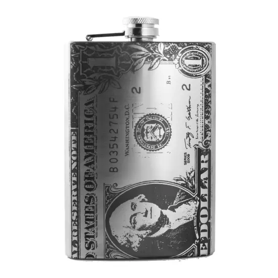 8oz 1 Dollar Bill Stainless Steel Flask {1}