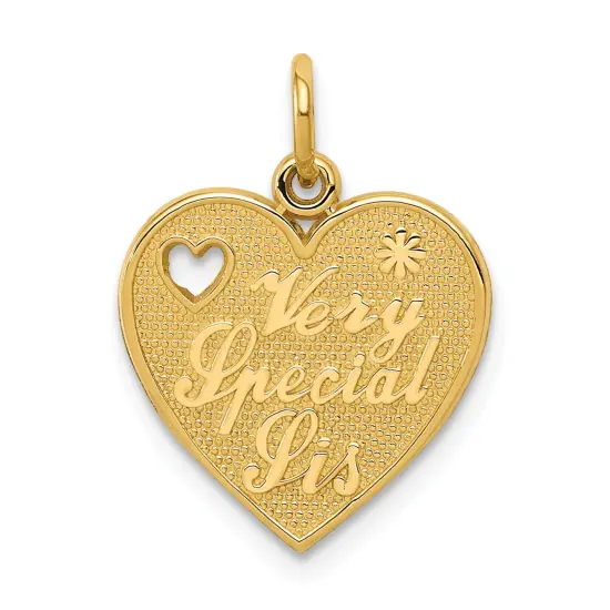 14K Gold Very Special Sis Heart Charm Sister Pendant {1}