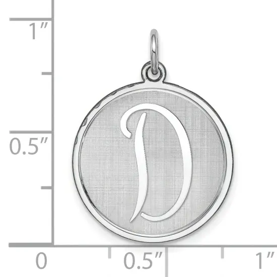 Sterling Silver Brocaded Initial Capital D Charm Jewerly 27mm x 20mm {2}