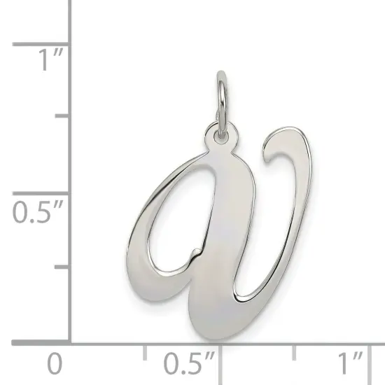 Sterling Silver Small Script Initial Letter V Charm Jewerly 16mm x 10mm {4}