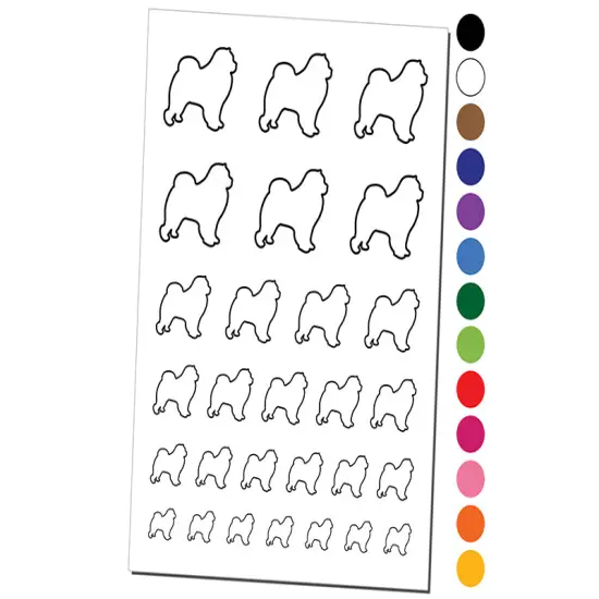 Chow Chow Dog Outline Temporary Tattoo Water Resistant Fake Body Art Set Collection Light Blue {1}