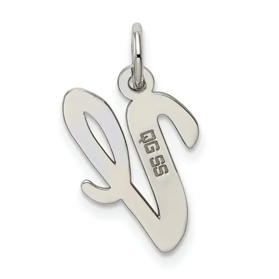 Sterling Silver Medium Script Initial Letter V Charm Jewerly 18mm x 8mm {3}