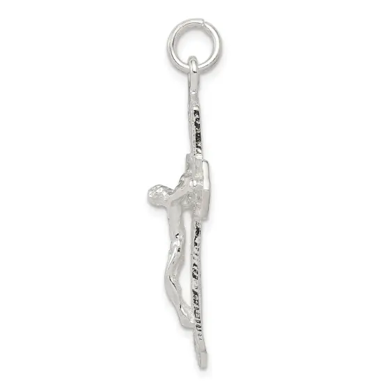 Sterling Silver Crucifix Charm Religious Jewelry 37mm x 21mm {4}