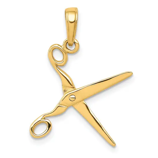 14K Gold 3D Moveable Scissors Charm Hair Stylist Jewerly 24mm x 12mm {1}