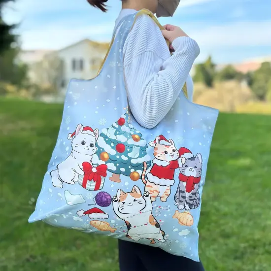 Wrapables Christmas Holiday AllyBag Collection Reusable Shopping Bag Christmas Kitties {4}