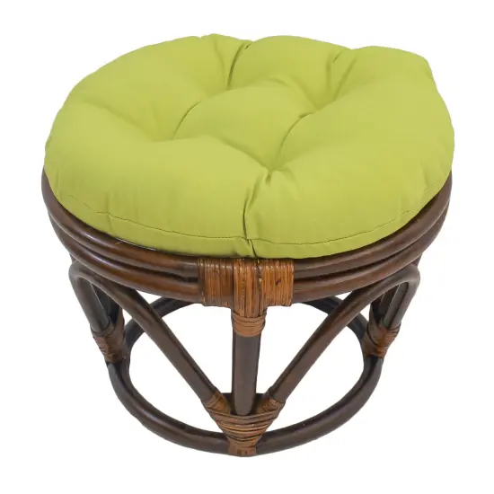 18-inch Round Solid Twill Tufted Footstool Cushion - Mojito Lime {1}