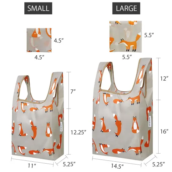 Wrapables JoliBag Collection Reusable Shopping Bag (Set of 2) Lounging Foxes {2}