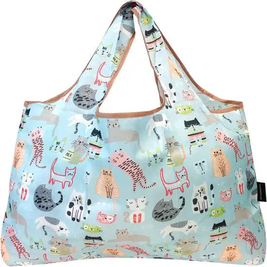 Wrapables Large Foldable Tote Nylon Reusable Grocery Bag, 3 Pack Chilling Animals {2}