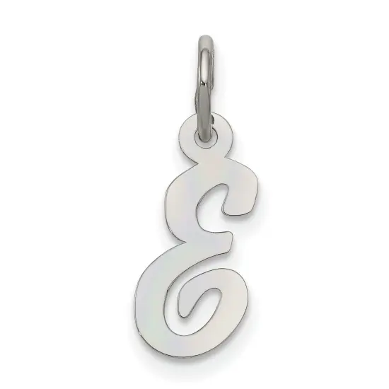Sterling Silver Small Script Initial Letter E Charm Jewerly 16mm x 8mm {1}