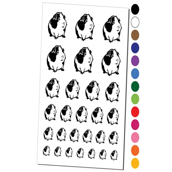 Cute Spotted Guinea Pig Temporary Tattoo Water Resistant Fake Body Art Set Collection Brown {1}