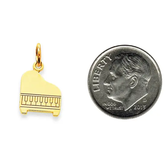 14K Yellow Gold Piano Charm Music Pendant Jewelry 17mm x 11mm {2}