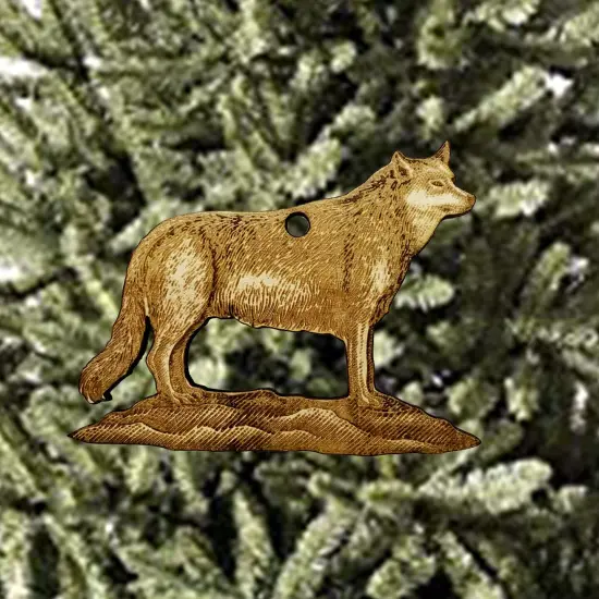 Ornament - White Wolf - Raw Wood {2}