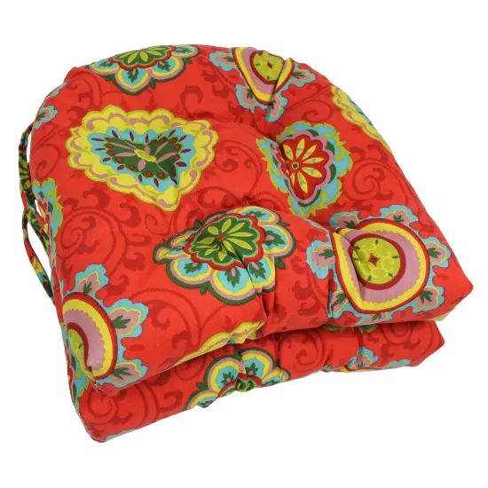 16-inch Outdoor Spun Polyester U-shaped Tufted Chair Cushions (Set of 2) - Farrington Terrace {1}