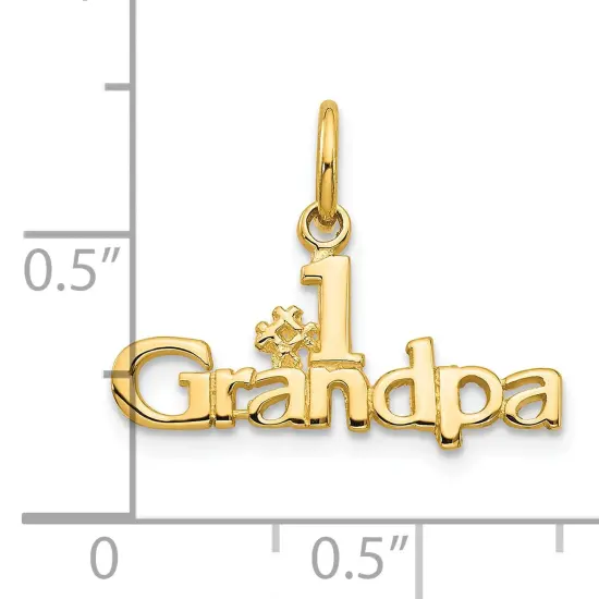 10K Yellow Gold #1 Grandpa Charm Grandfather Pendant Jewerly 15mm x 21mm {4}