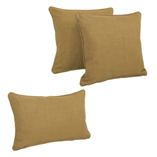 Blazing Needles Indoor/Outdoor Spun Polyester Throw Pillows (Set of 3) - Wheat {1}
