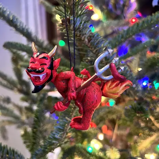 Tree Buddees Devil's Cookout Funny Christmas Ornament with The Devil Cooking a Hot Dog {6}
