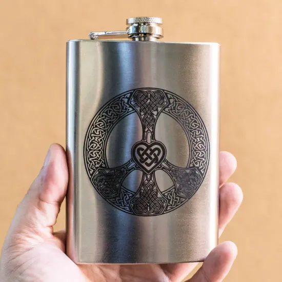 8oz Celtic Love and Peace Stainless Steel Flask {6}