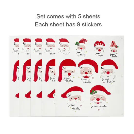 Wrapables Santa Claus Sticker Labels, Christmas Holiday Name Tags for Gifts & Stationery (45pcs) {6}