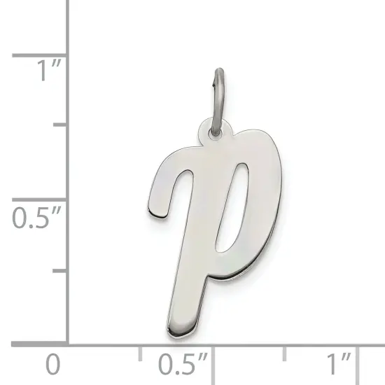 Sterling Silver Large Script Initial Letter P Charm Jewerly 21mm x 11mm {4}