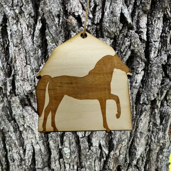 Ornament - Horse and Barn - Raw wood ornament {3}