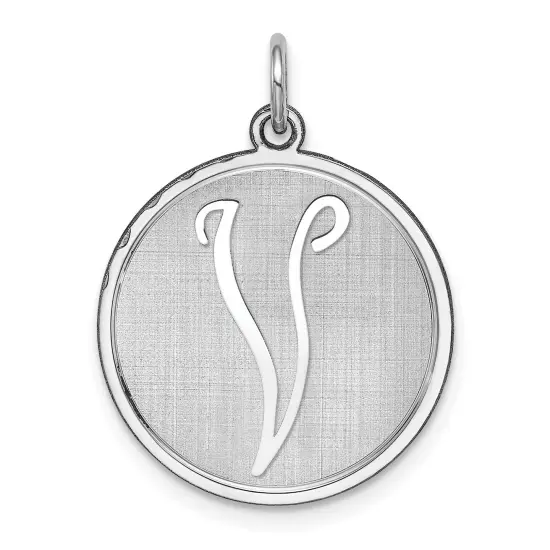 Sterling Silver Brocaded Initial Capital V Charm Jewerly 27mm x 20mm {1}
