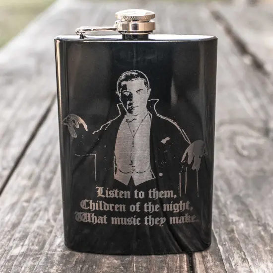 8oz BLACK Children of the Night Flask {3}