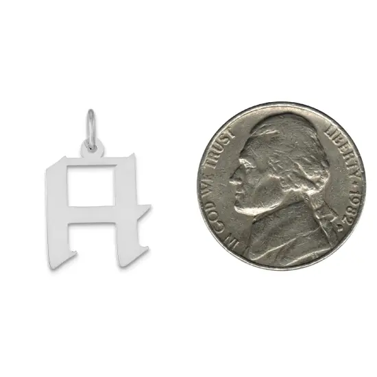 Sterling Silver Medium Artisian Block Initial H Charm Jewerly 21mm x 13mm {2}