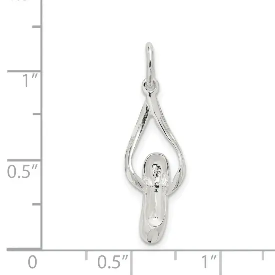 Sterling Silver Ballet Slipper Charm Jewerly 28mm x 11mm {2}
