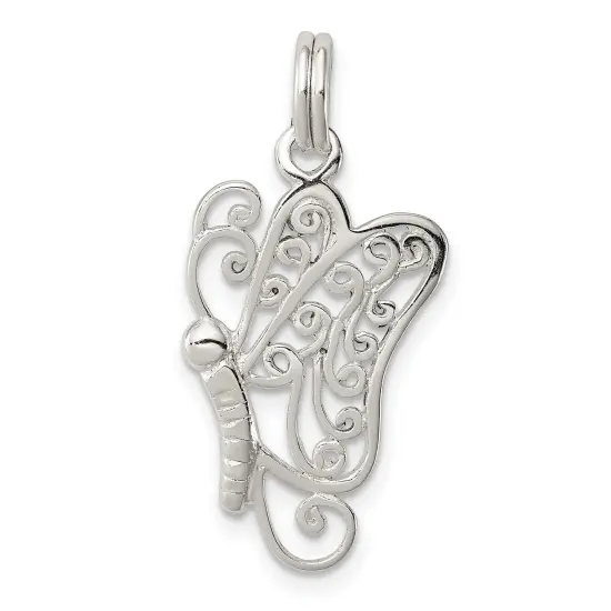 Sterling Silver Butterfly Charm Jewelry Pendant 29mm x 15mm {1}